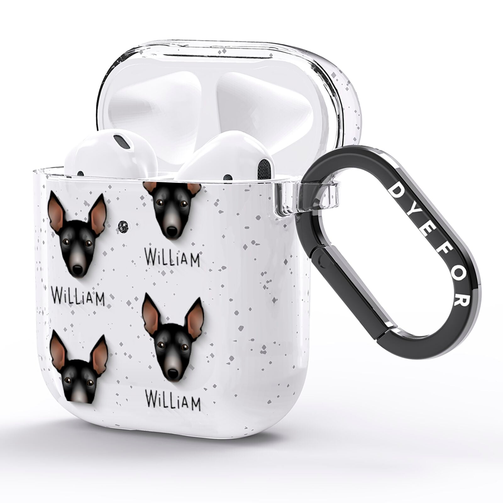 Manchester Terrier Icon with Name AirPods Glitter Case Side Image