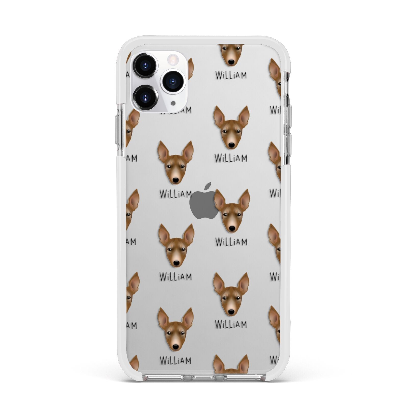Manchester Terrier Icon with Name Apple iPhone 11 Pro Max in Silver with White Impact Case