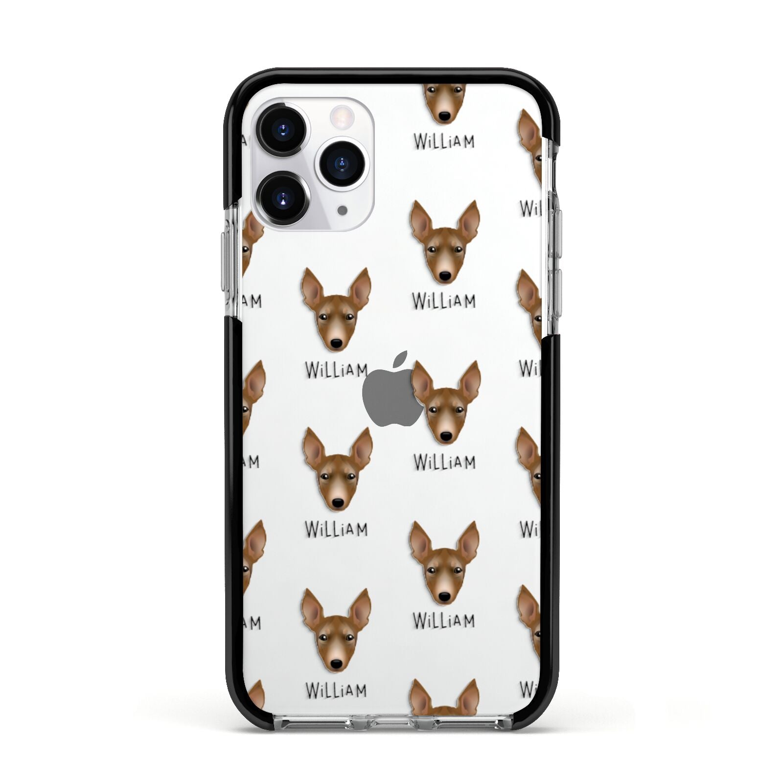 Manchester Terrier Icon with Name Apple iPhone 11 Pro in Silver with Black Impact Case