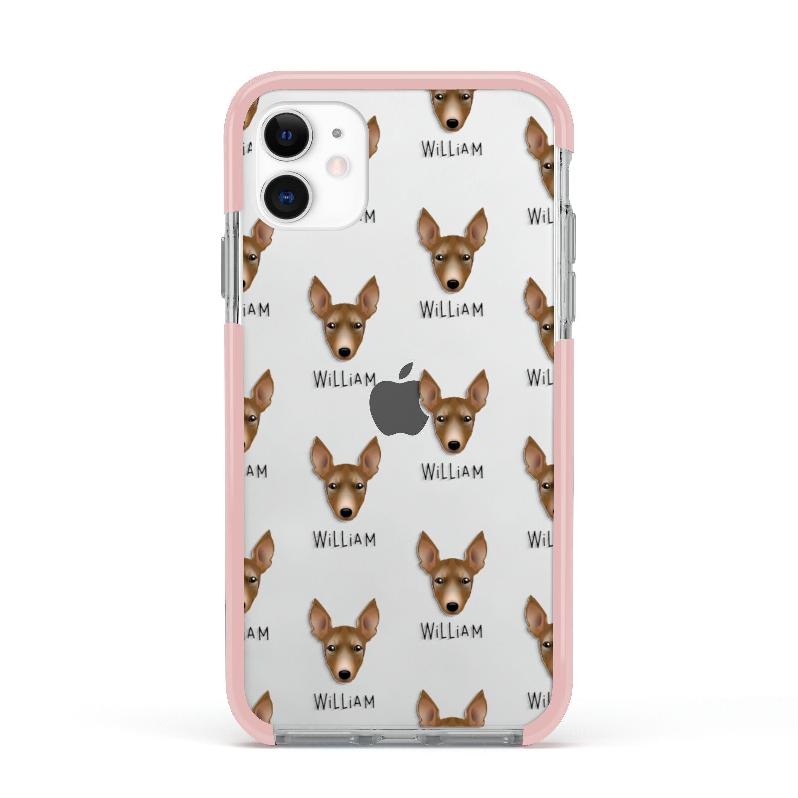 Manchester Terrier Icon with Name Apple iPhone 11 in White with Pink Impact Case