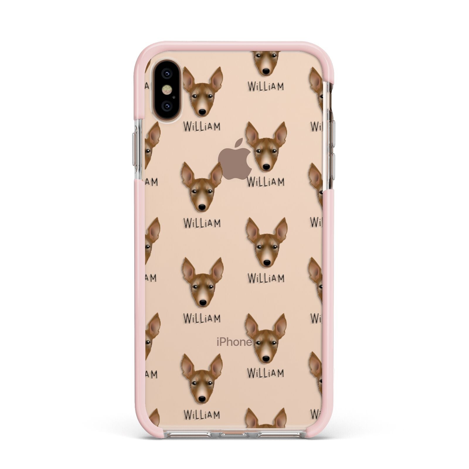 Manchester Terrier Icon with Name Apple iPhone Xs Max Impact Case Pink Edge on Gold Phone