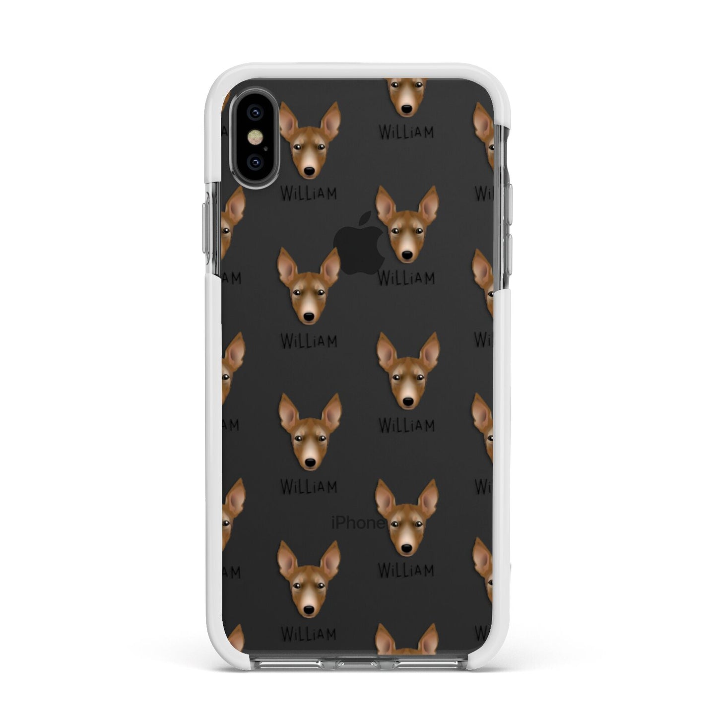 Manchester Terrier Icon with Name Apple iPhone Xs Max Impact Case White Edge on Black Phone