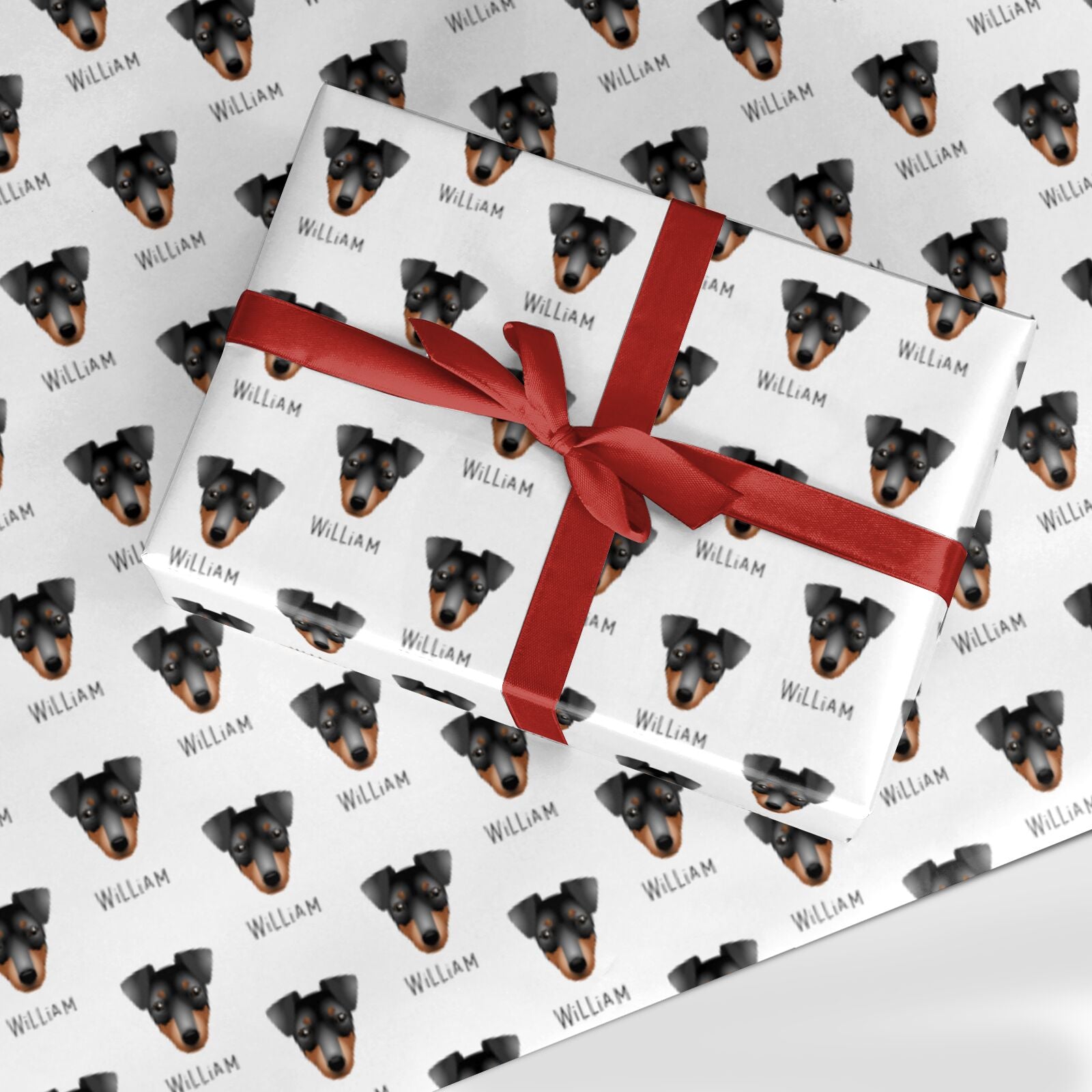 Manchester Terrier Icon with Name Custom Wrapping Paper