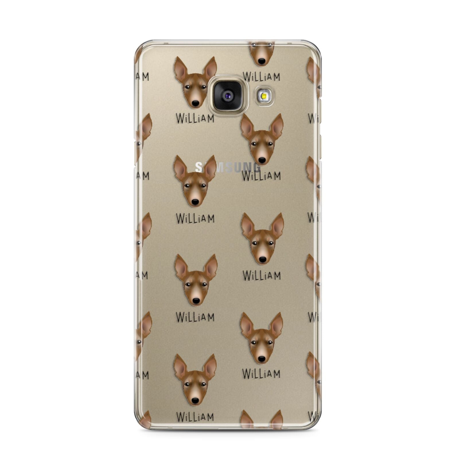 Manchester Terrier Icon with Name Samsung Galaxy A3 2016 Case on gold phone
