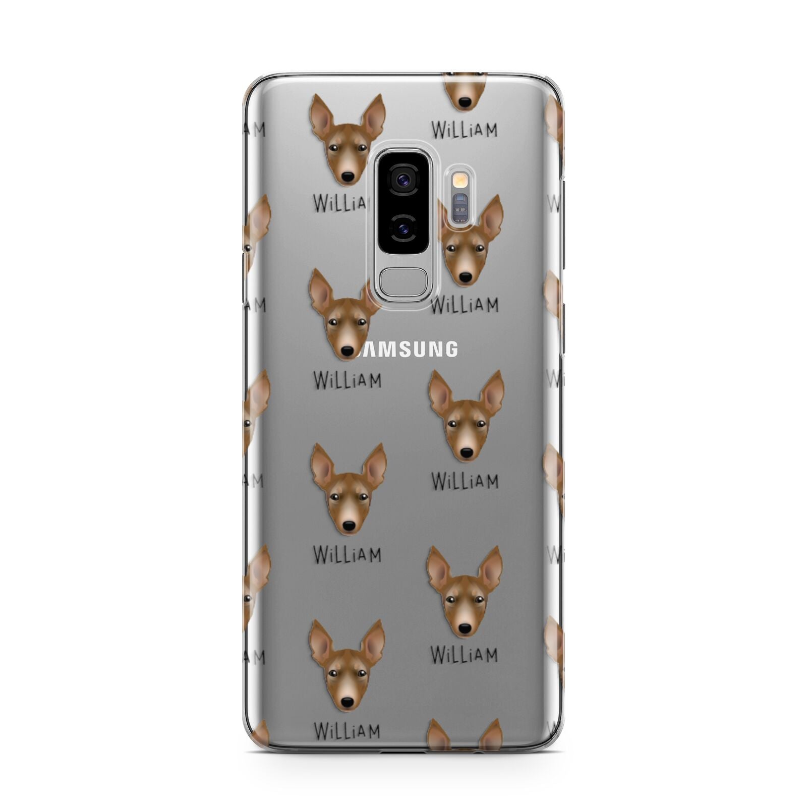 Manchester Terrier Icon with Name Samsung Galaxy S9 Plus Case on Silver phone