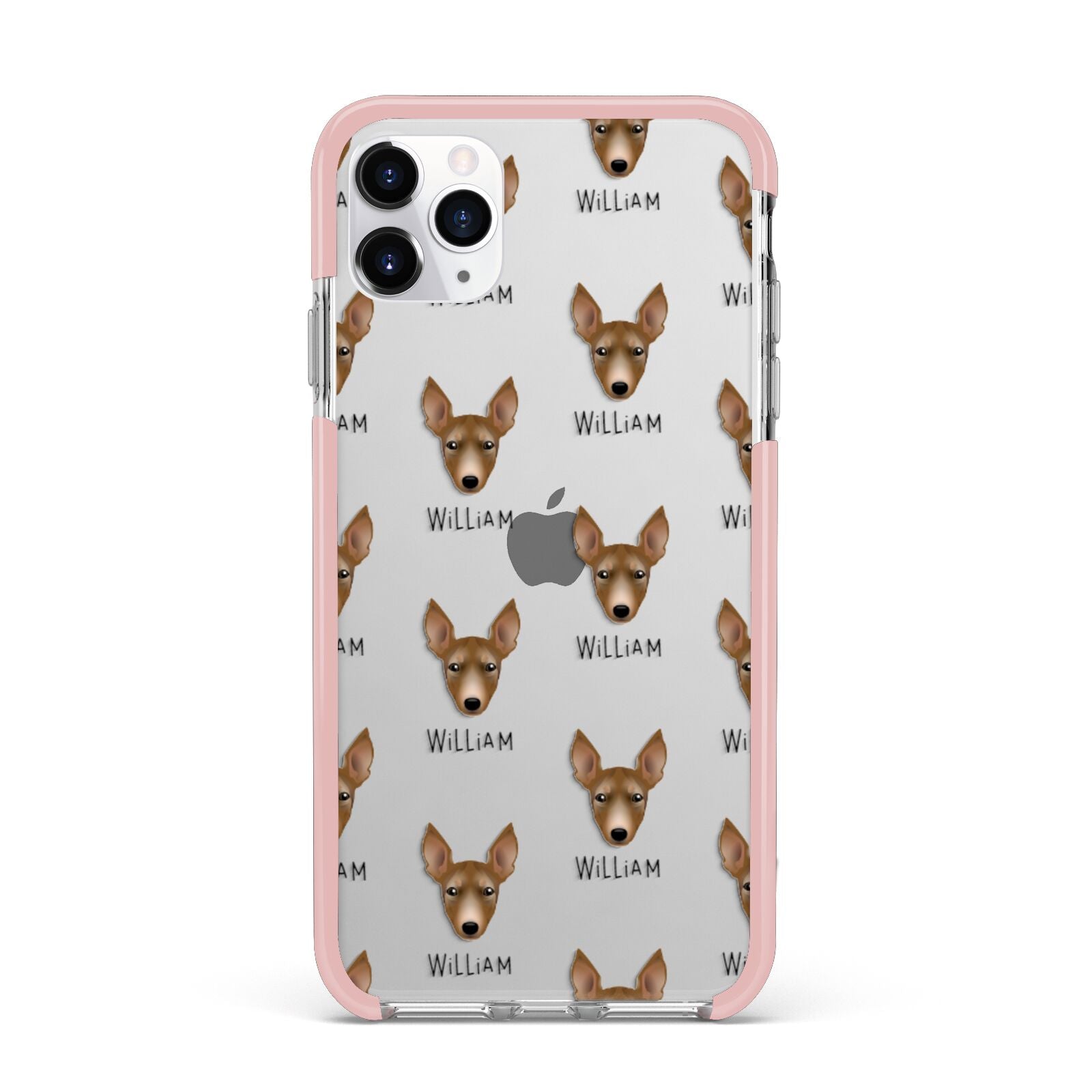 Manchester Terrier Icon with Name iPhone 11 Pro Max Impact Pink Edge Case
