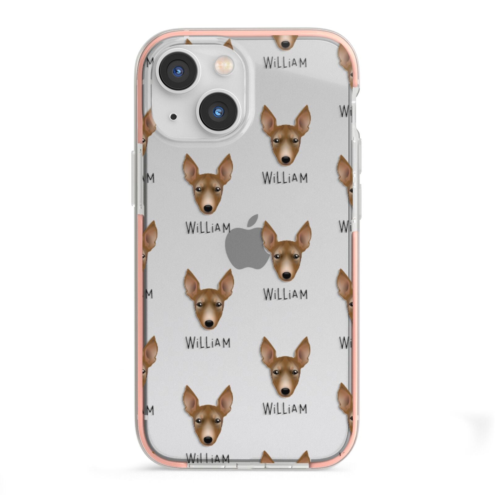 Manchester Terrier Icon with Name iPhone 13 Mini TPU Impact Case with Pink Edges