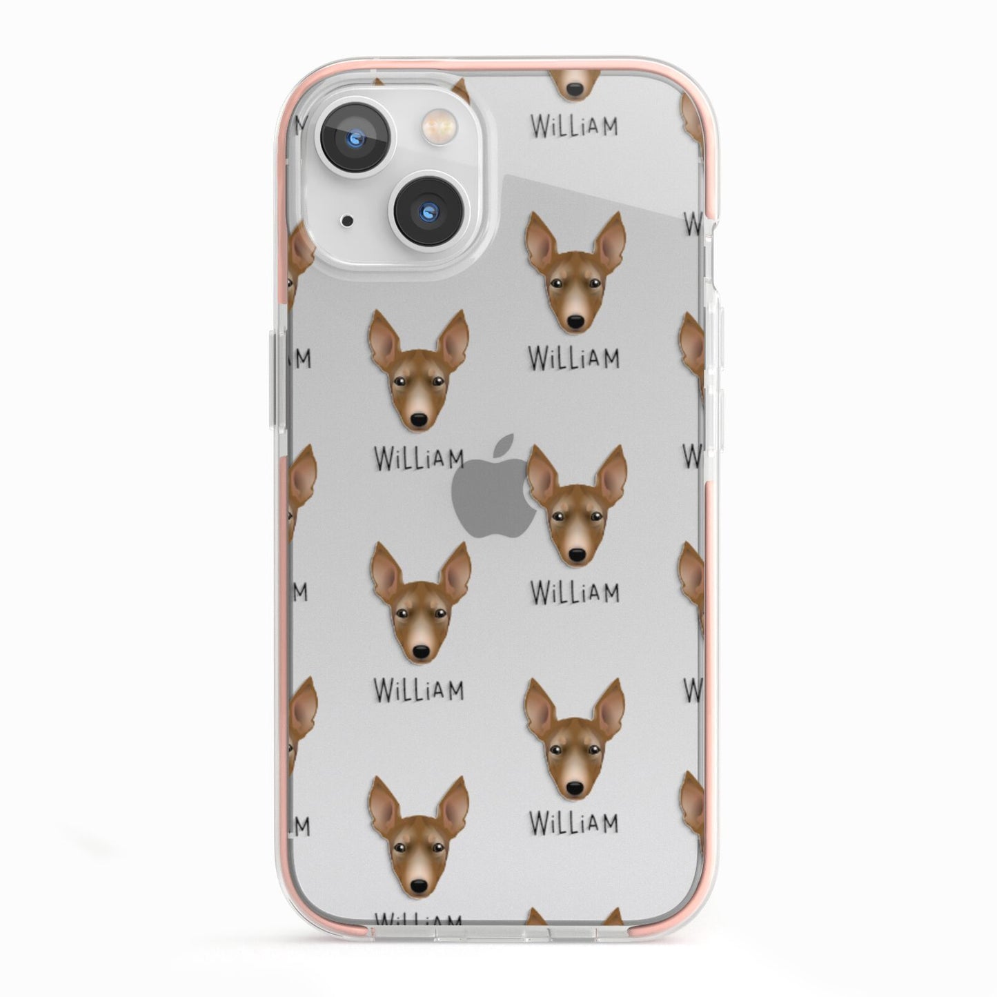 Manchester Terrier Icon with Name iPhone 13 TPU Impact Case with Pink Edges
