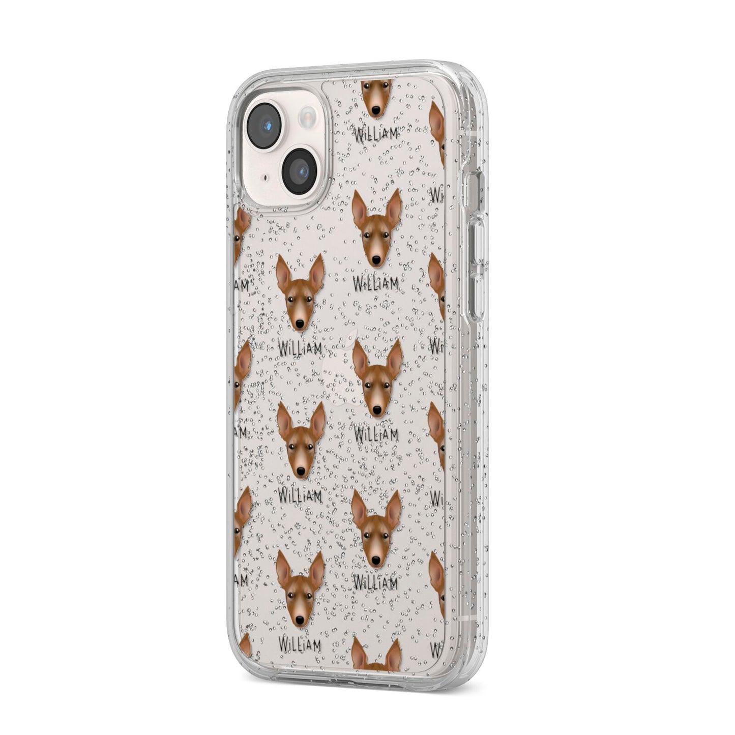 Manchester Terrier Icon with Name iPhone 14 Plus Glitter Tough Case Starlight Angled Image