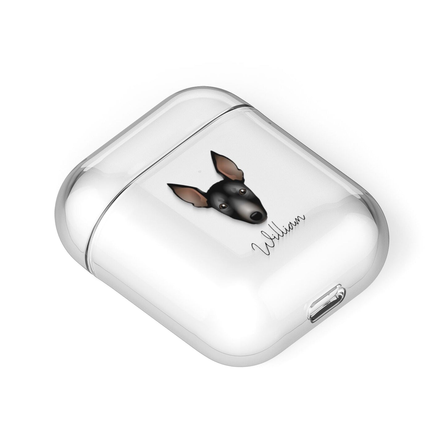 Manchester Terrier Personalised AirPods Case Laid Flat