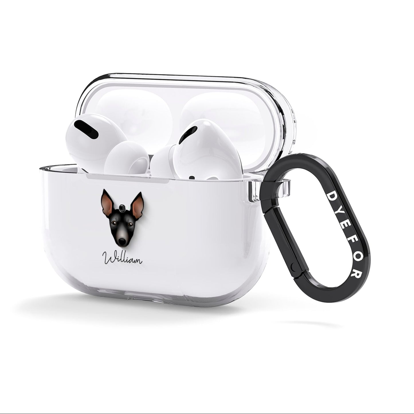 Manchester Terrier Personalised AirPods Clear Case 3rd Gen Side Image