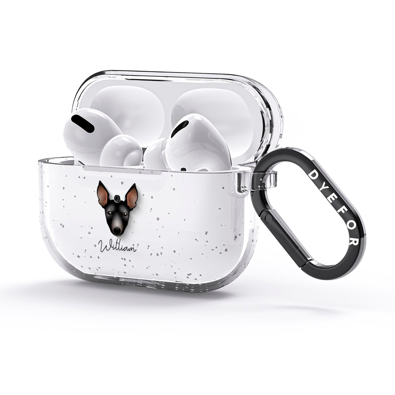 Manchester Terrier Personalised AirPods Glitter Case 3rd Gen Side Image