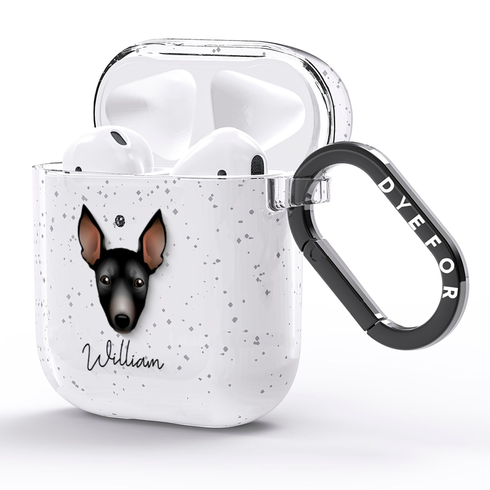 Manchester Terrier Personalised AirPods Glitter Case Side Image