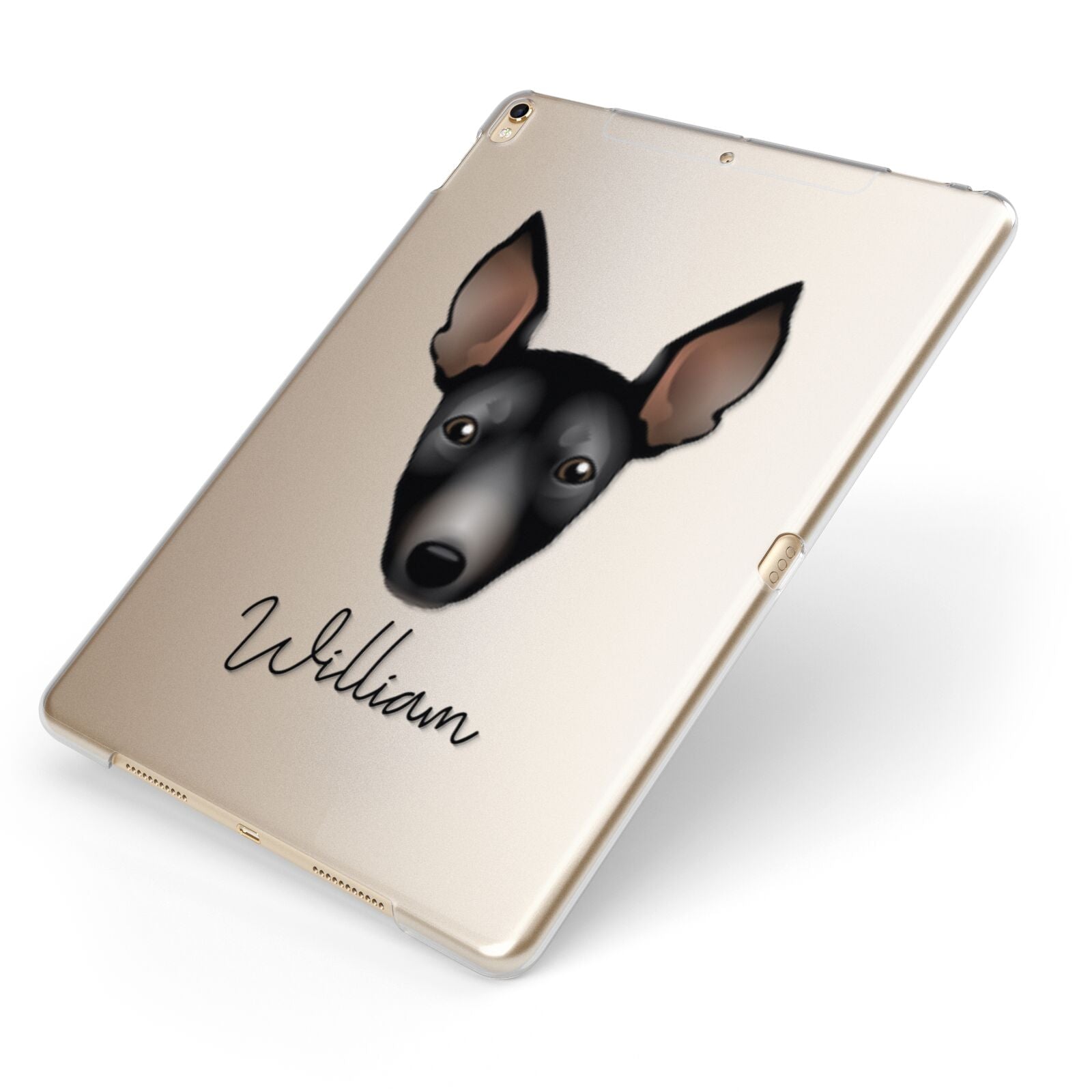 Manchester Terrier Personalised Apple iPad Case on Gold iPad Side View