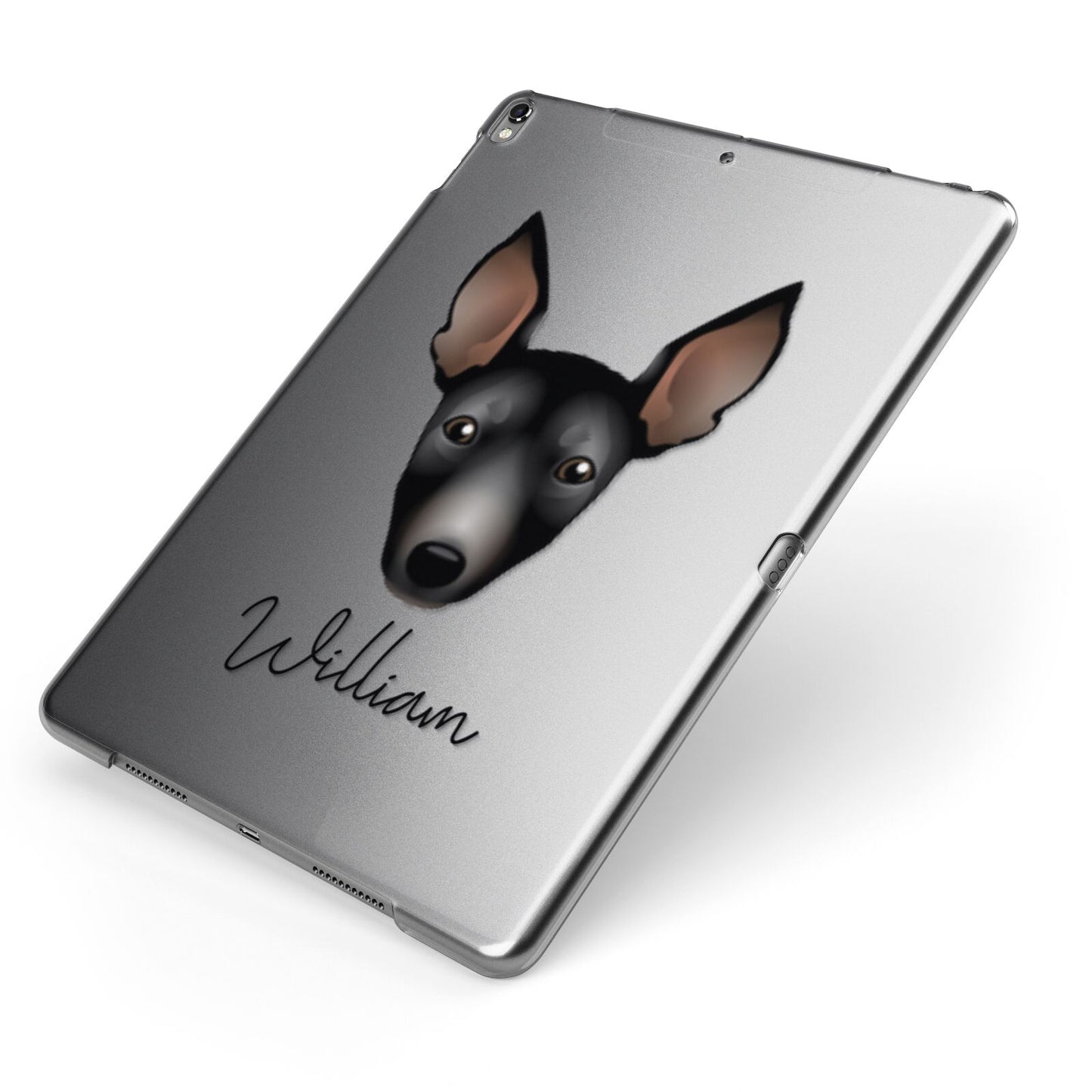 Manchester Terrier Personalised Apple iPad Case on Grey iPad Side View