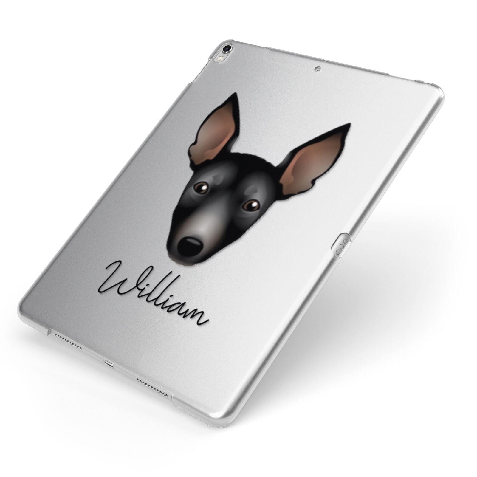 Manchester Terrier Personalised Apple iPad Case on Silver iPad Side View