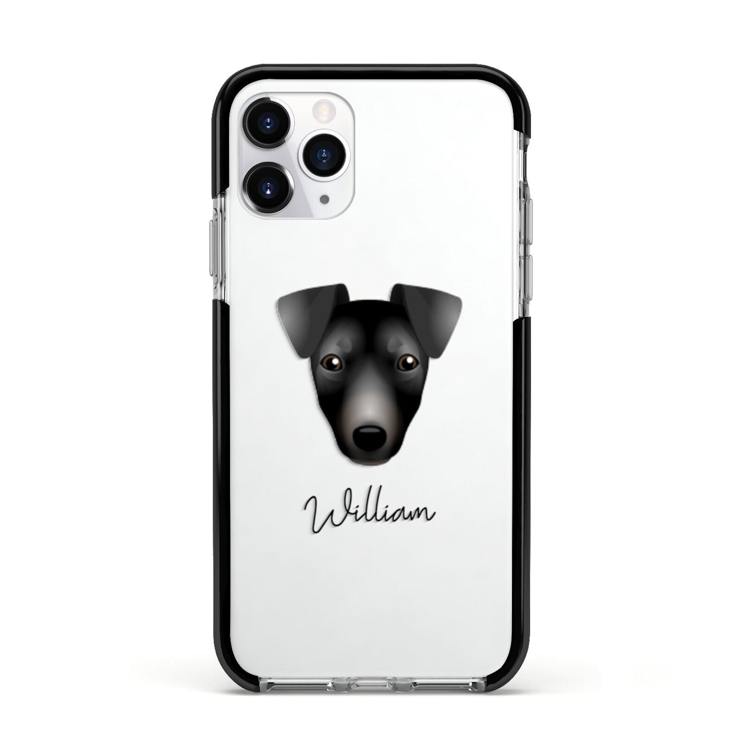 Manchester Terrier Personalised Apple iPhone 11 Pro in Silver with Black Impact Case