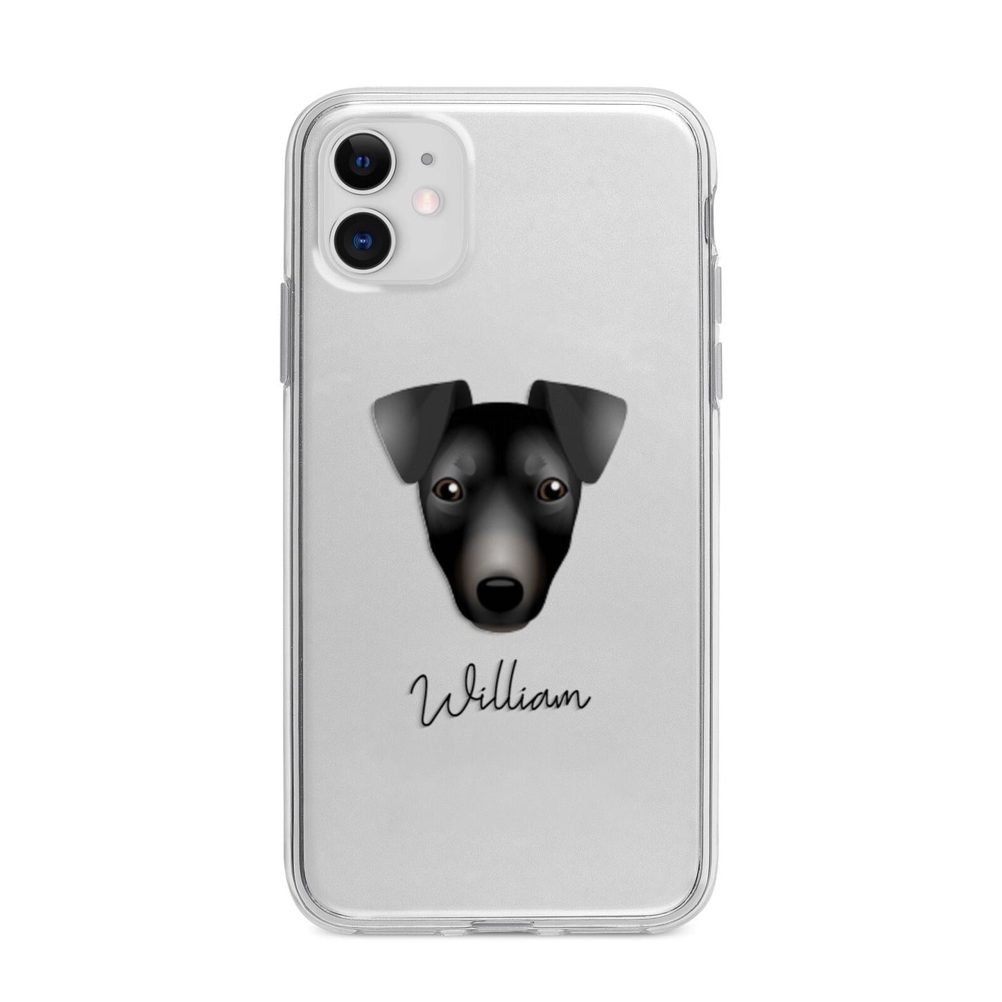 Manchester Terrier Personalised Apple iPhone 11 in White with Bumper Case