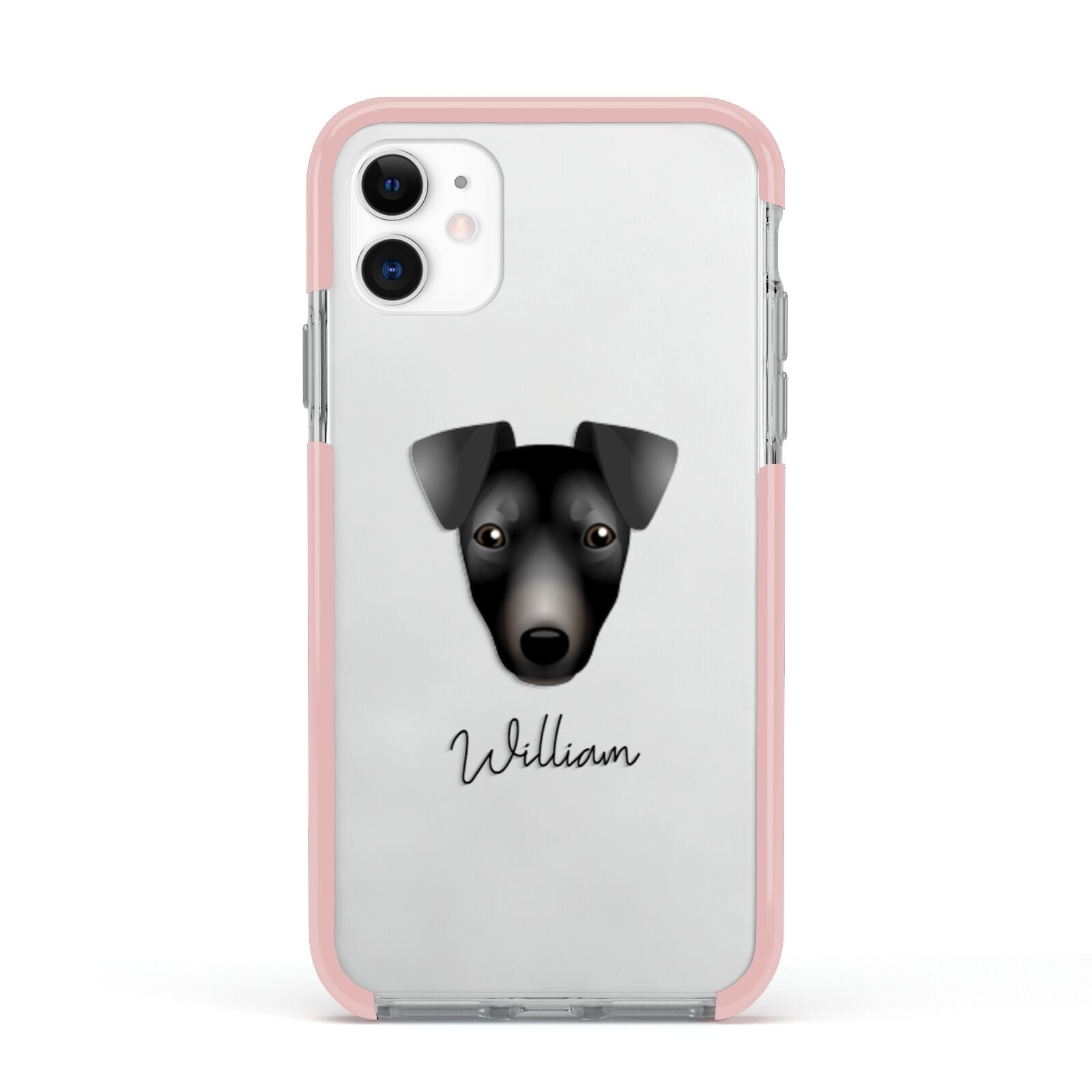 Manchester Terrier Personalised Apple iPhone 11 in White with Pink Impact Case
