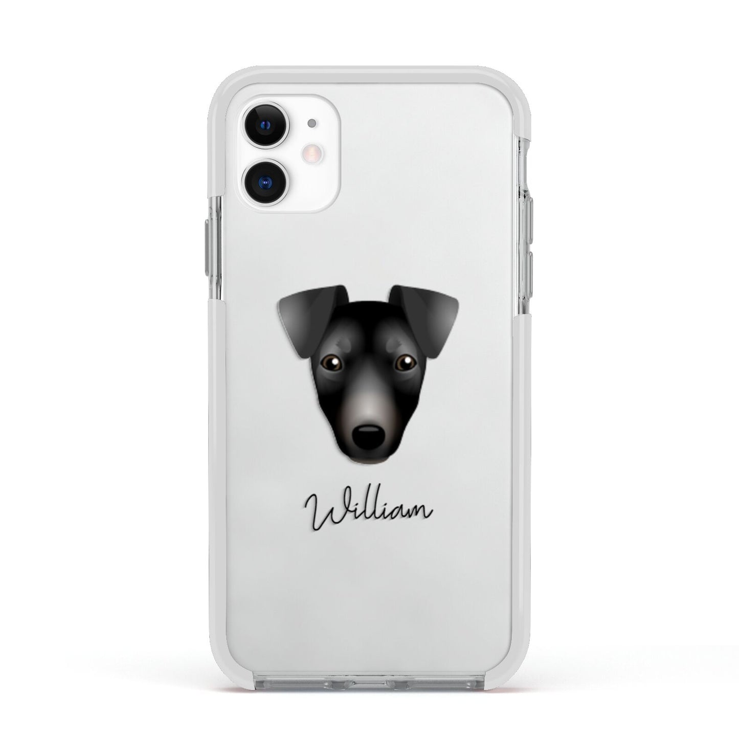 Manchester Terrier Personalised Apple iPhone 11 in White with White Impact Case