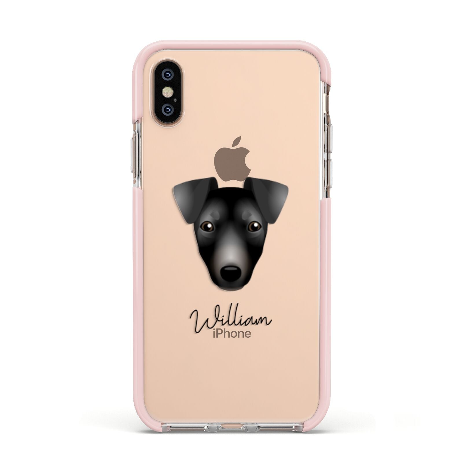 Manchester Terrier Personalised Apple iPhone Xs Impact Case Pink Edge on Gold Phone