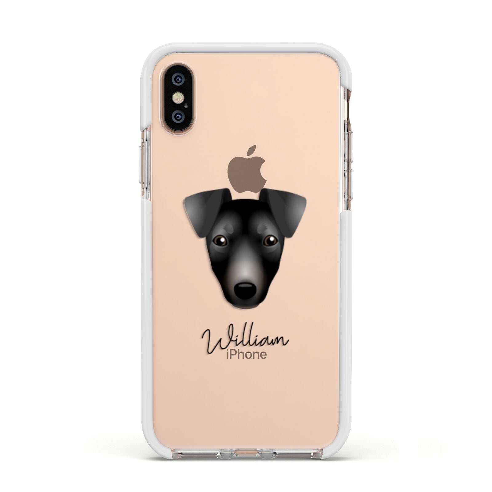 Manchester Terrier Personalised Apple iPhone Xs Impact Case White Edge on Gold Phone