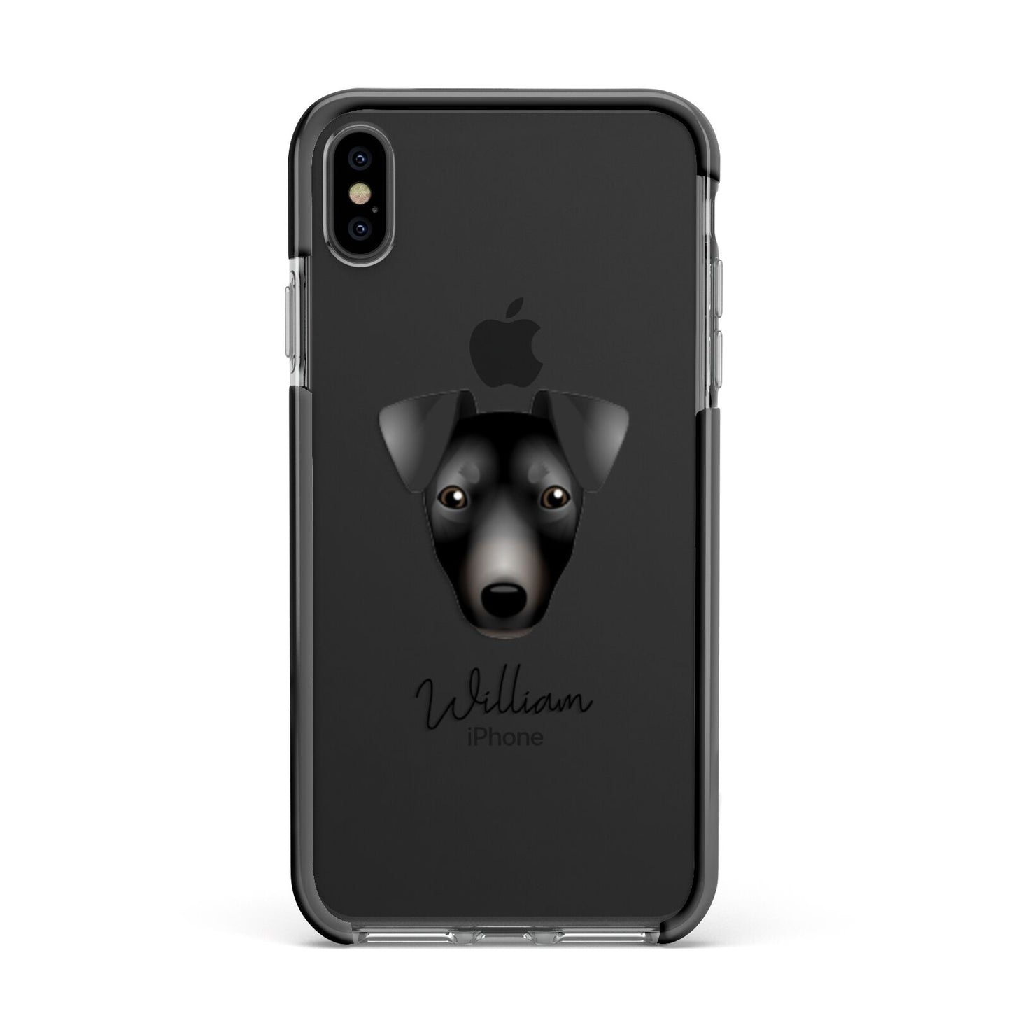 Manchester Terrier Personalised Apple iPhone Xs Max Impact Case Black Edge on Black Phone