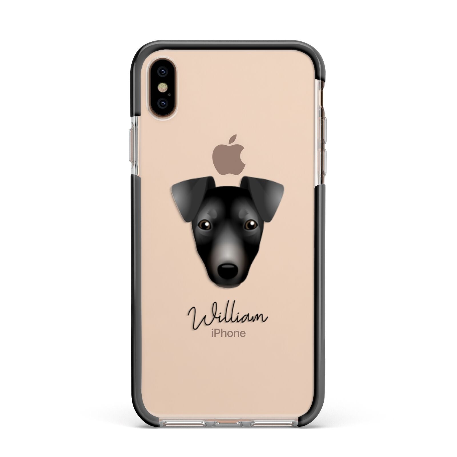 Manchester Terrier Personalised Apple iPhone Xs Max Impact Case Black Edge on Gold Phone