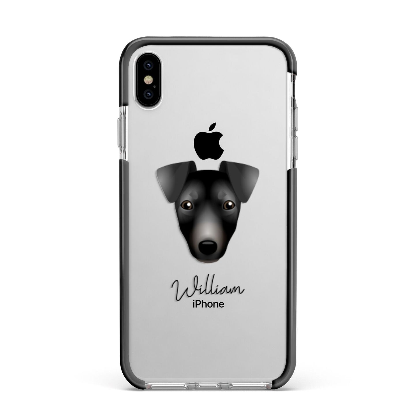 Manchester Terrier Personalised Apple iPhone Xs Max Impact Case Black Edge on Silver Phone