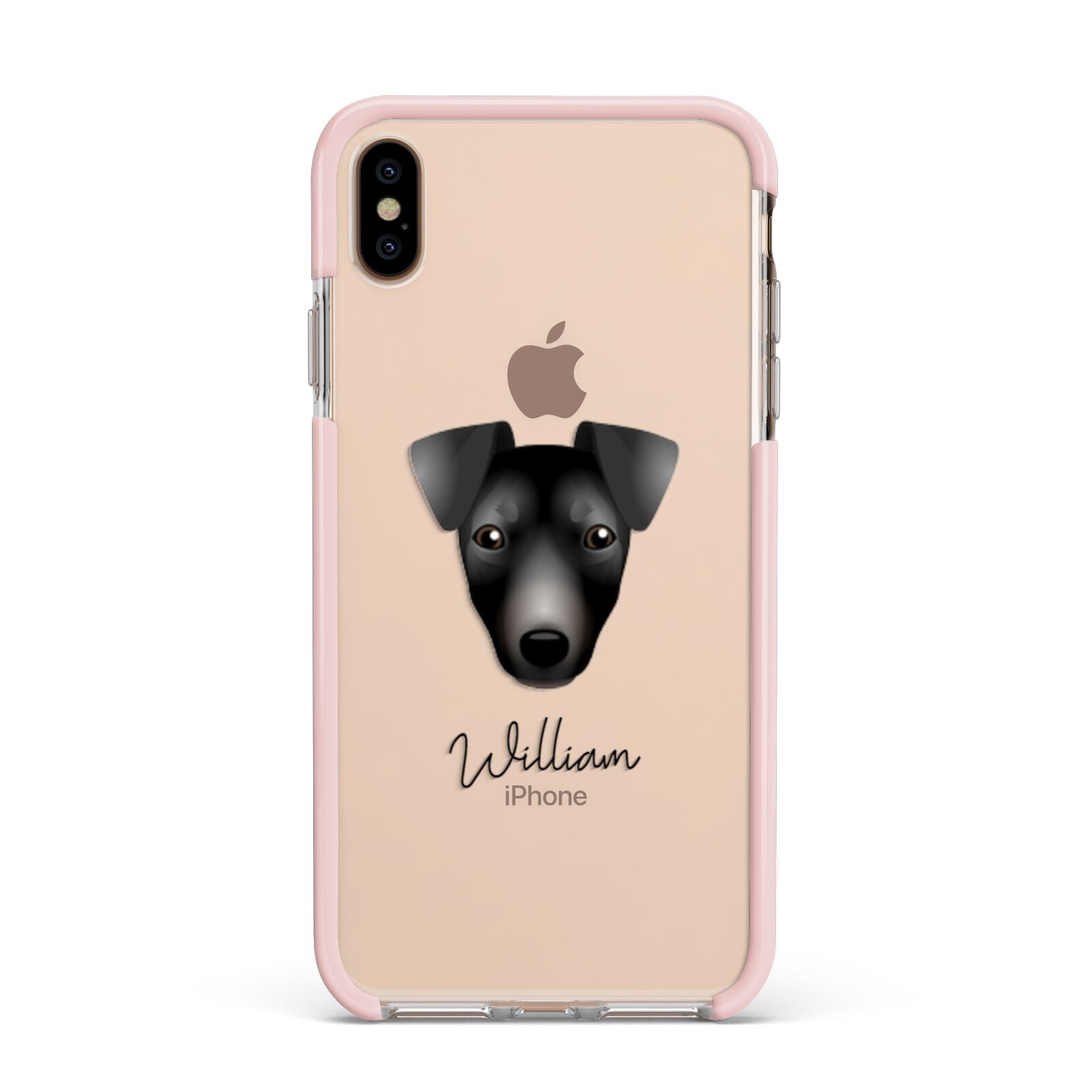 Manchester Terrier Personalised Apple iPhone Xs Max Impact Case Pink Edge on Gold Phone