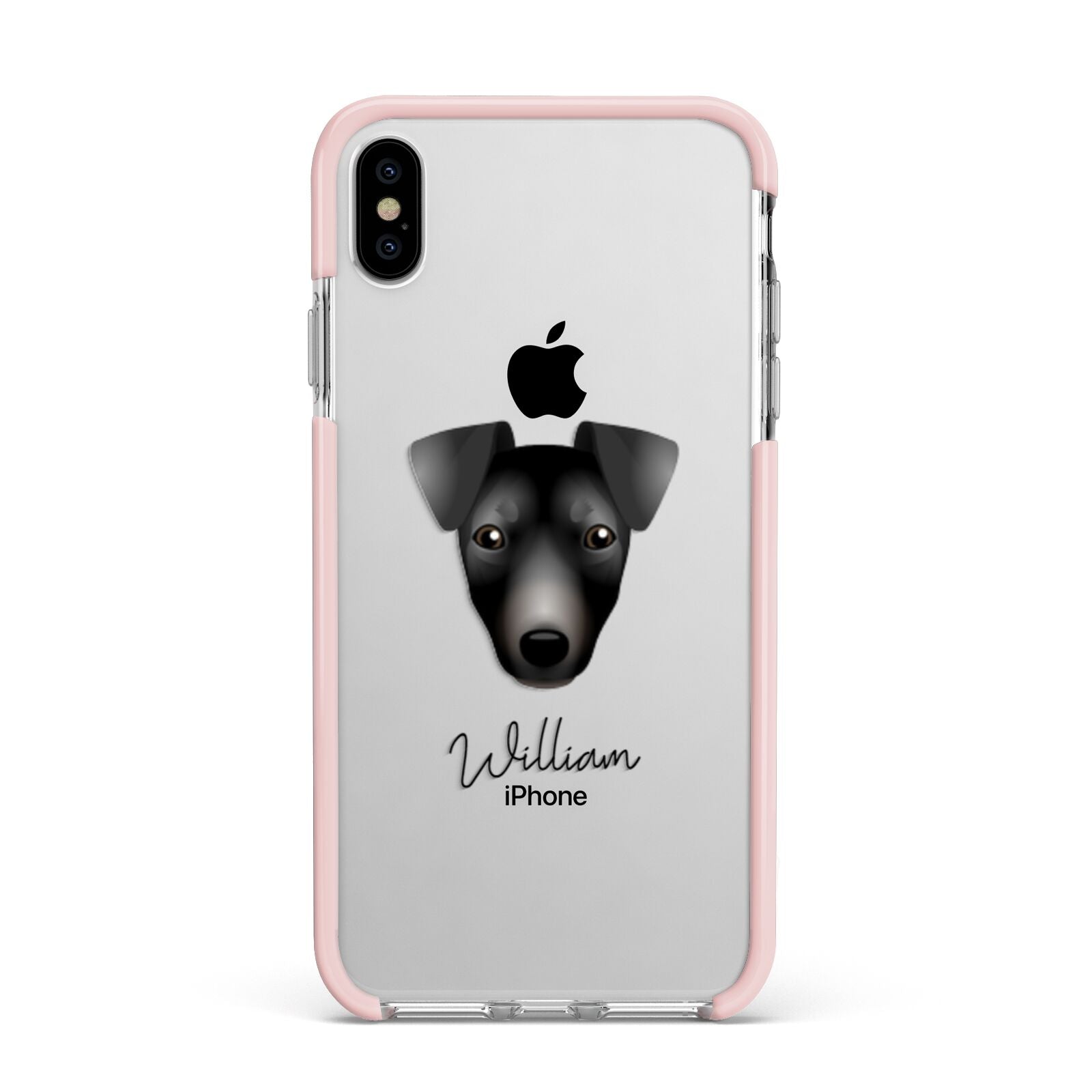 Manchester Terrier Personalised Apple iPhone Xs Max Impact Case Pink Edge on Silver Phone