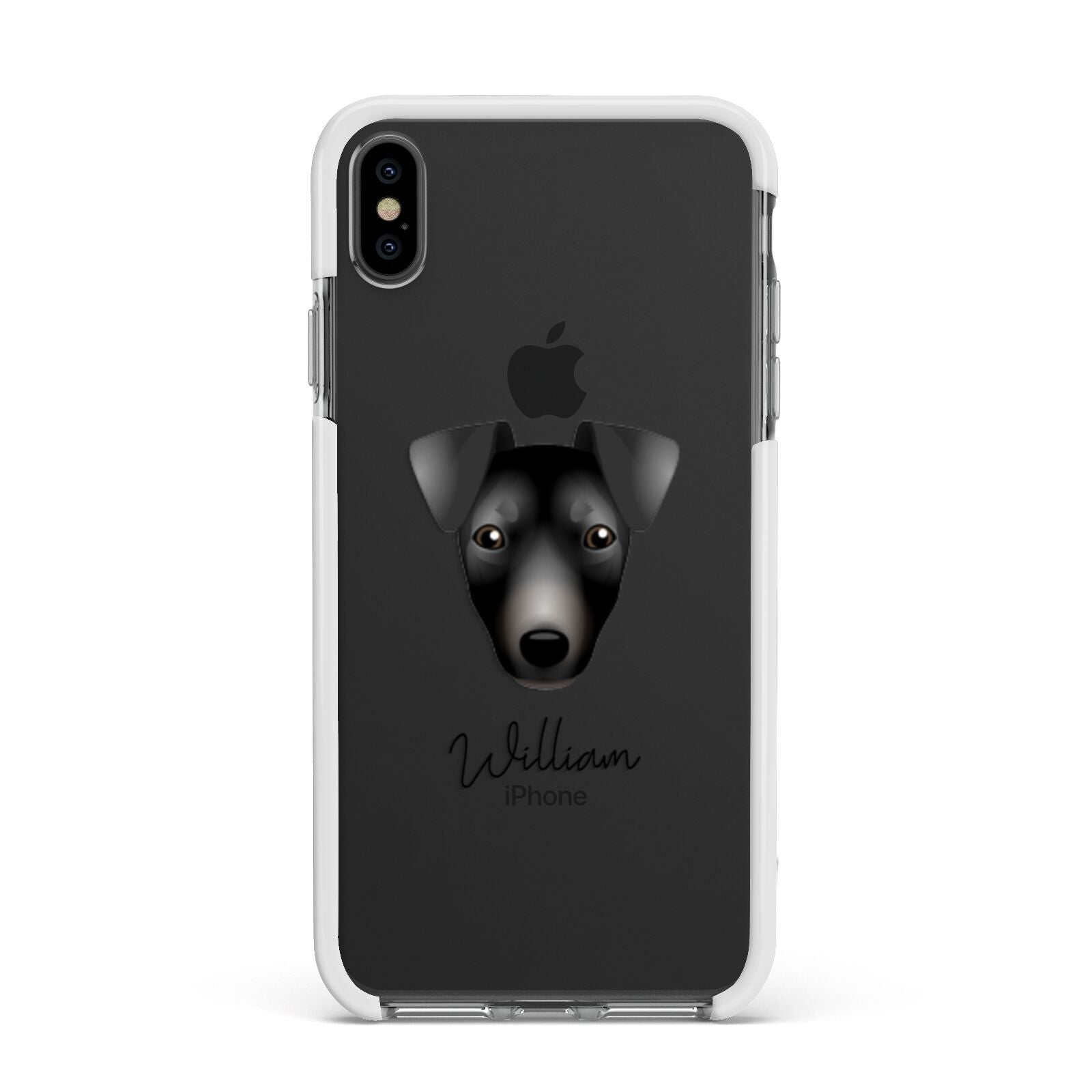 Manchester Terrier Personalised Apple iPhone Xs Max Impact Case White Edge on Black Phone