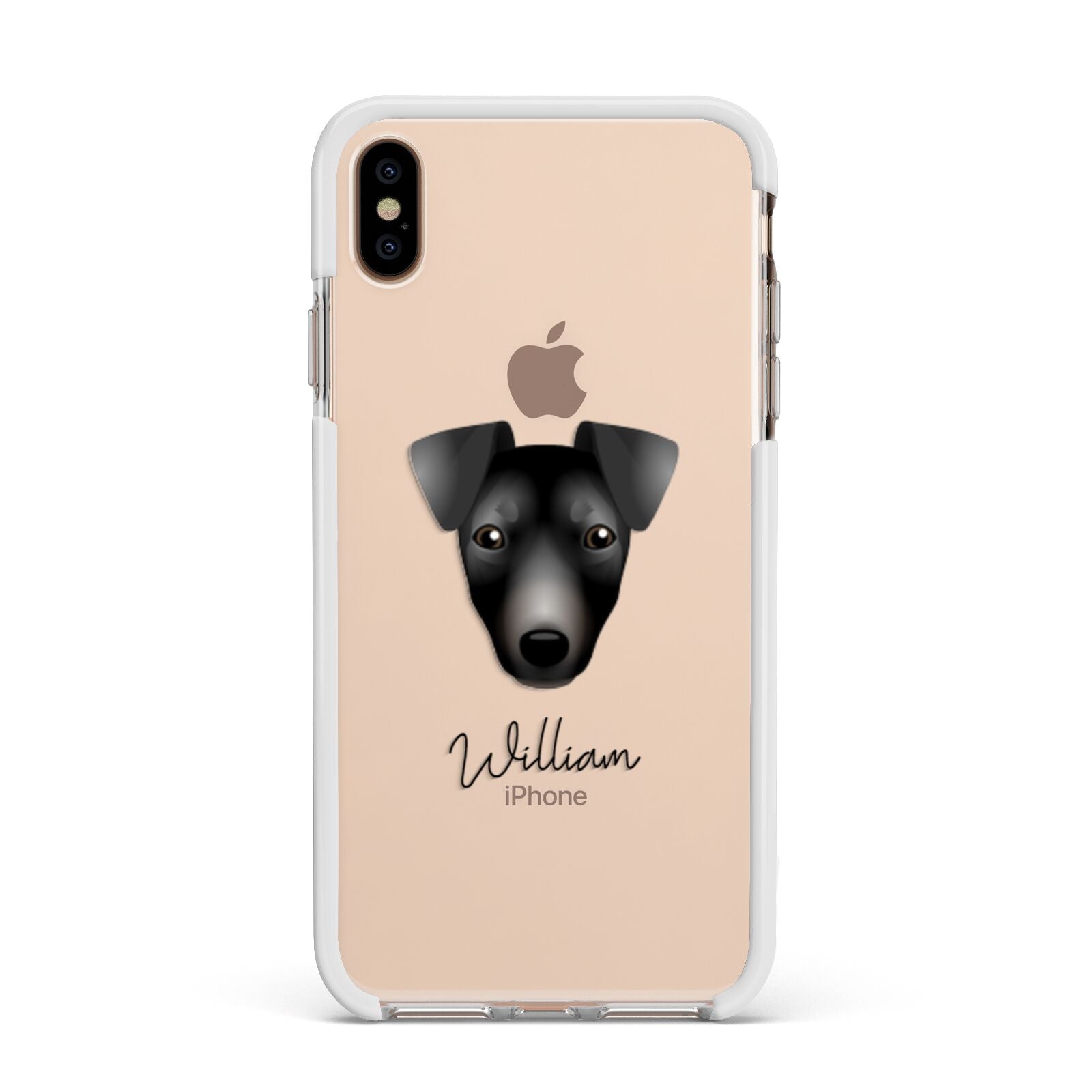Manchester Terrier Personalised Apple iPhone Xs Max Impact Case White Edge on Gold Phone
