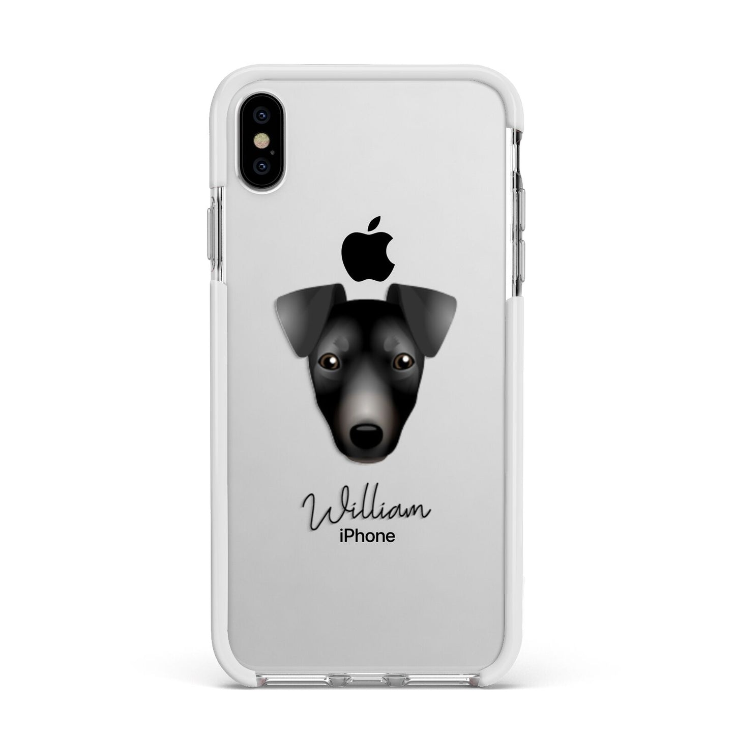 Manchester Terrier Personalised Apple iPhone Xs Max Impact Case White Edge on Silver Phone