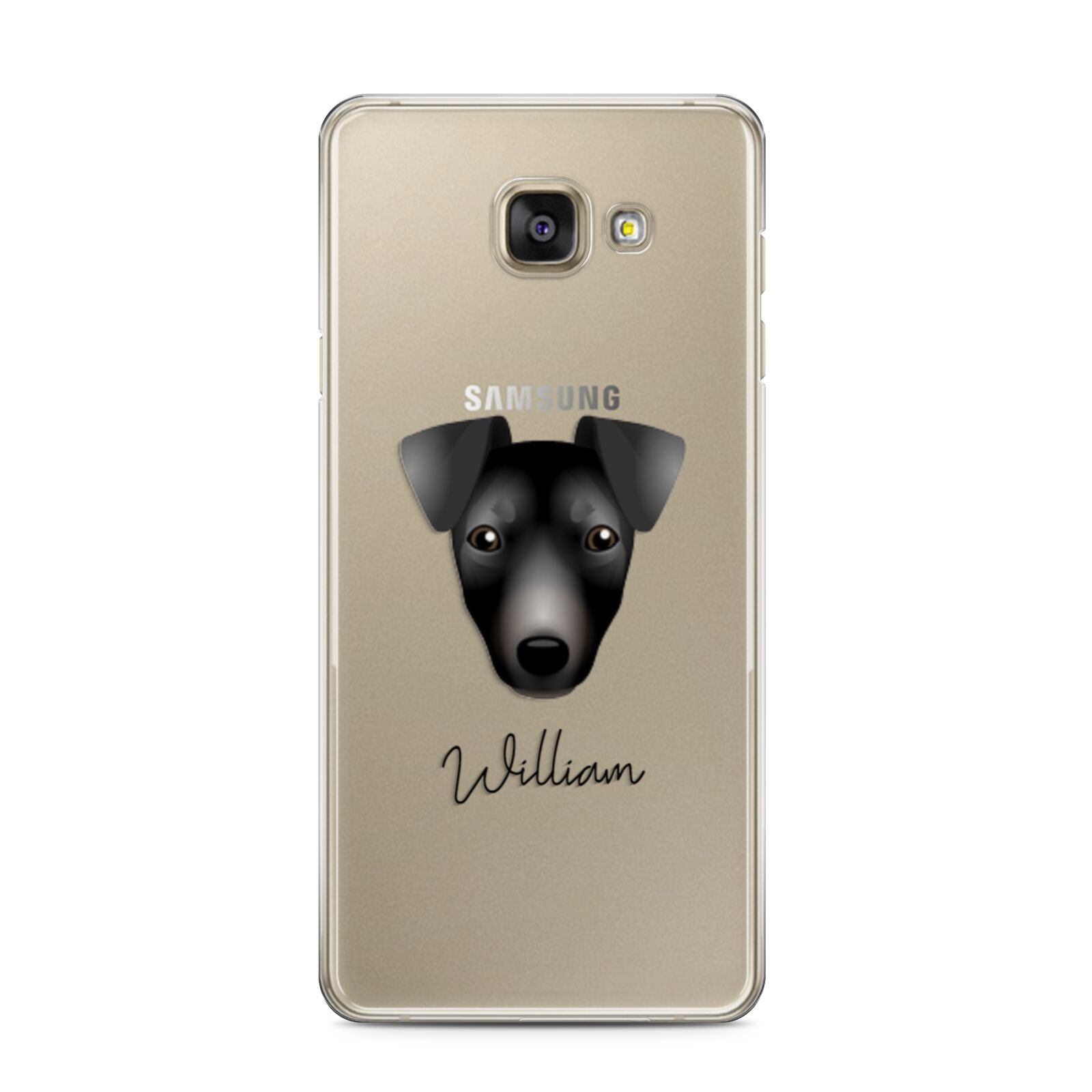Manchester Terrier Personalised Samsung Galaxy A3 2016 Case on gold phone