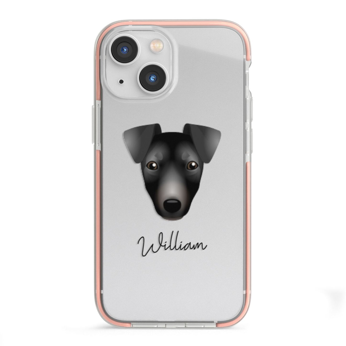 Manchester Terrier Personalised iPhone 13 Mini TPU Impact Case with Pink Edges