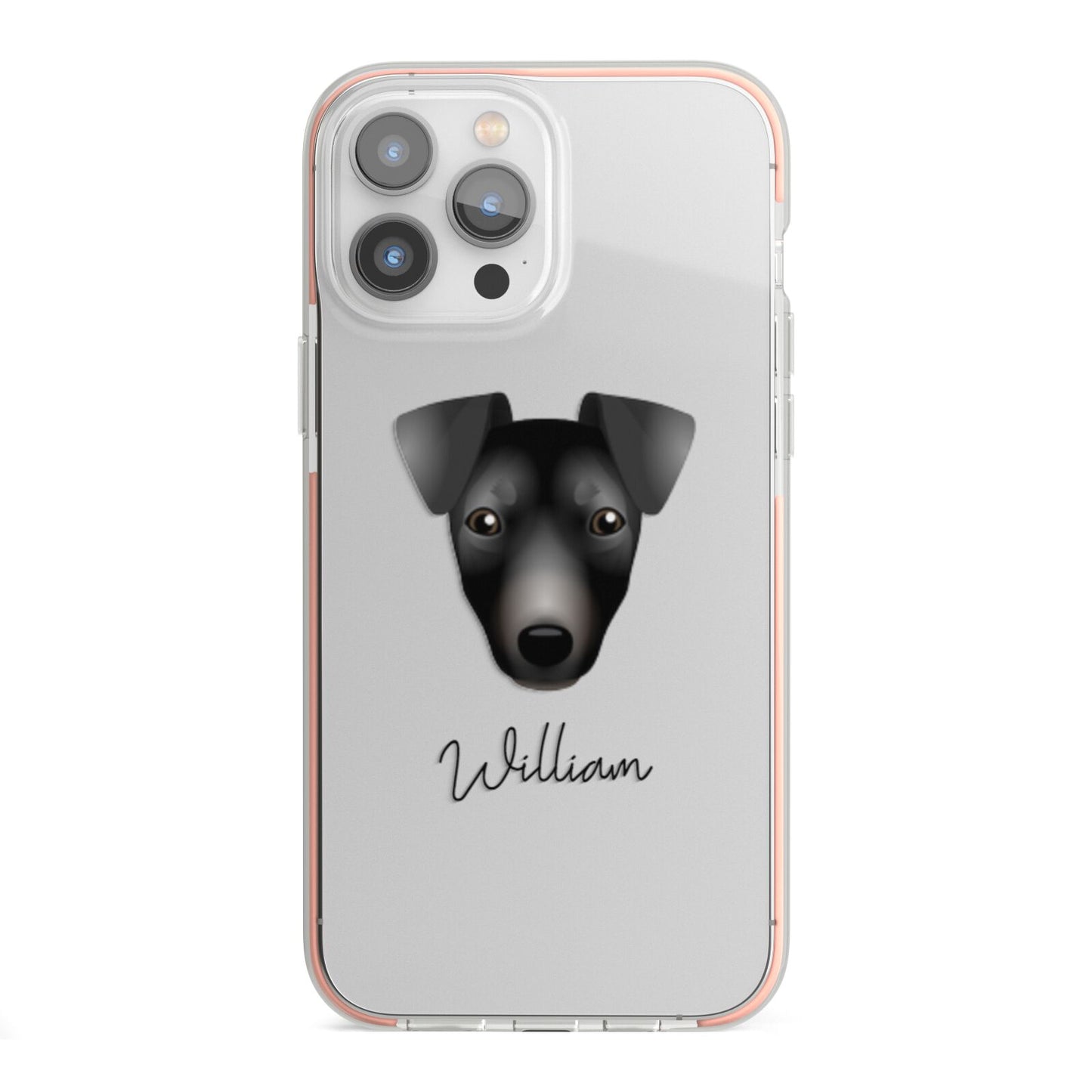 Manchester Terrier Personalised iPhone 13 Pro Max TPU Impact Case with Pink Edges