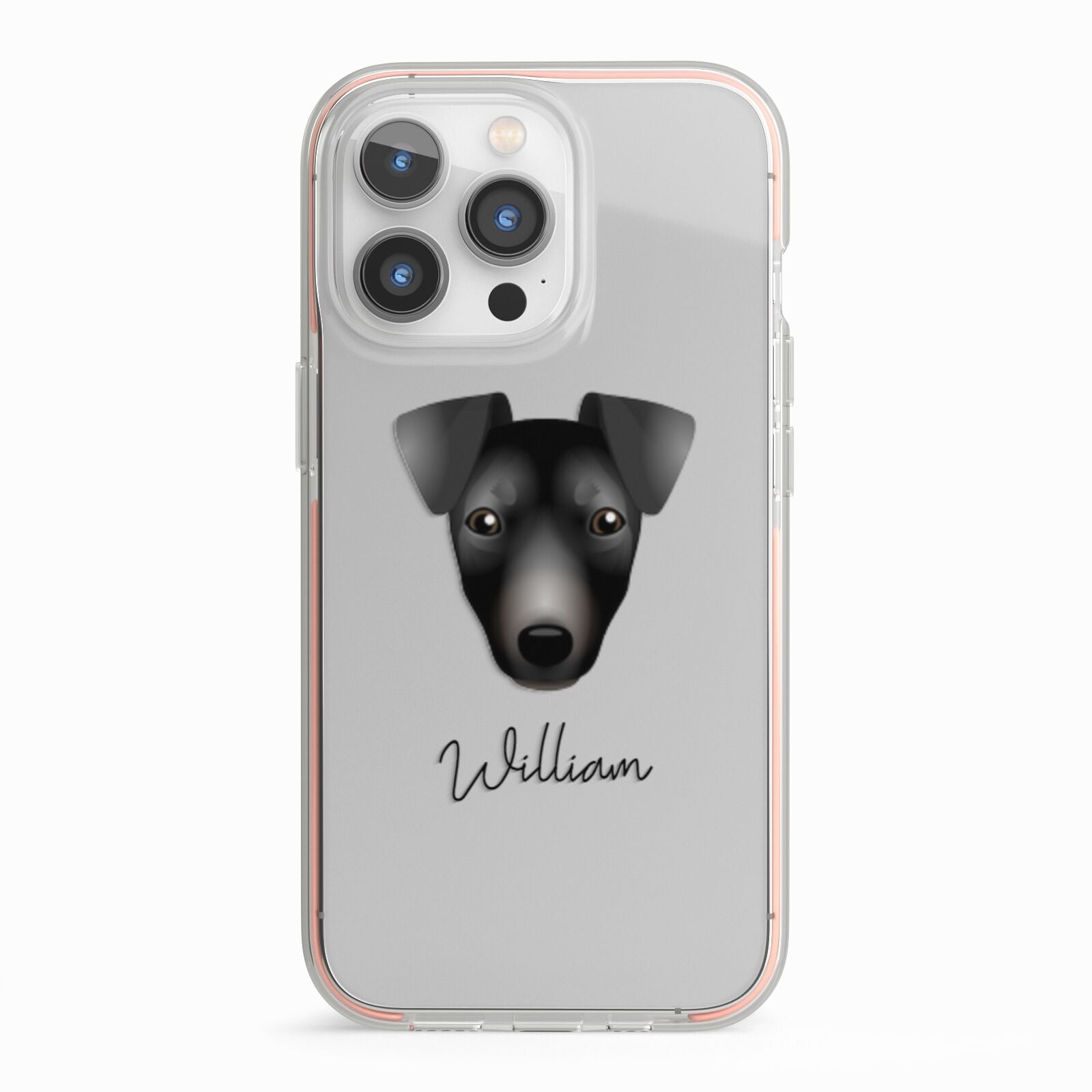Manchester Terrier Personalised iPhone 13 Pro TPU Impact Case with Pink Edges
