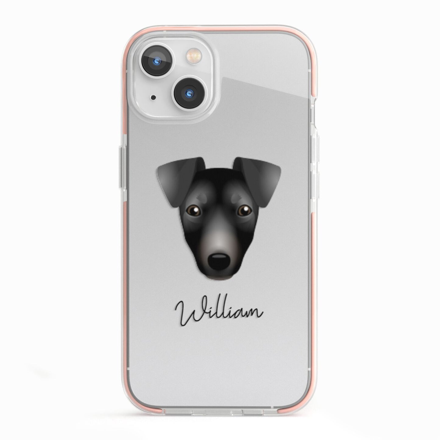 Manchester Terrier Personalised iPhone 13 TPU Impact Case with Pink Edges