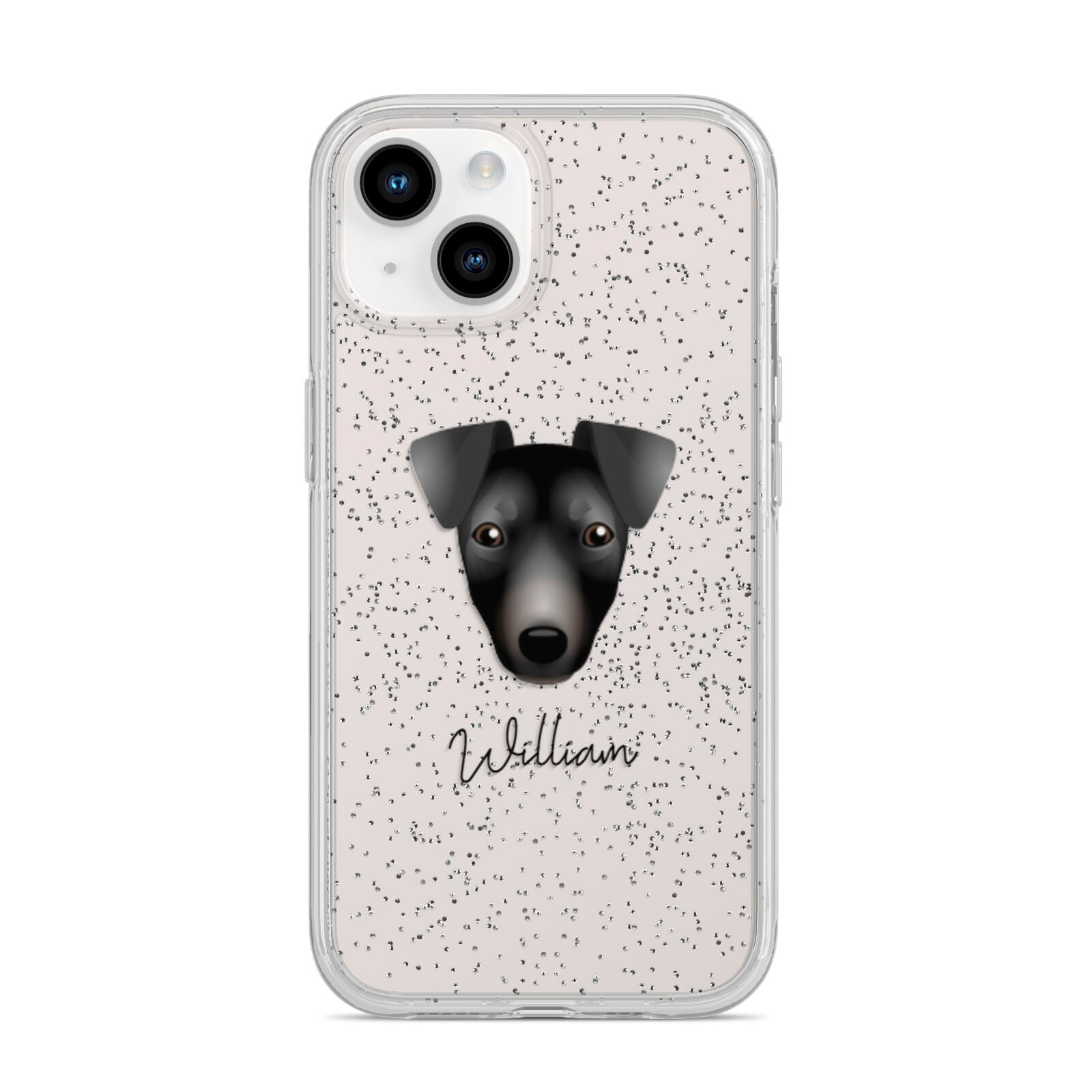 Manchester Terrier Personalised iPhone 14 Glitter Tough Case Starlight