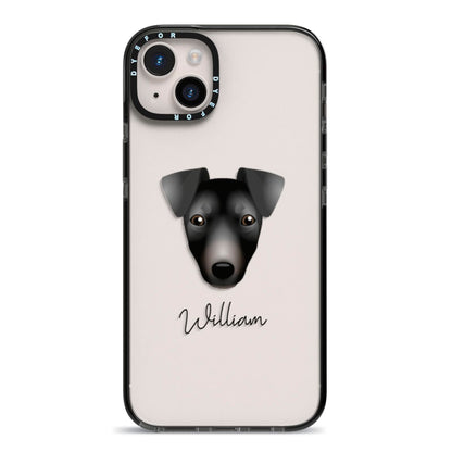 Manchester Terrier Personalised iPhone 14 Plus Black Impact Case on Silver phone