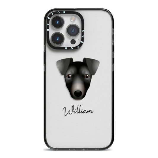 Manchester Terrier Personalised iPhone 14 Pro Max Black Impact Case on Silver phone