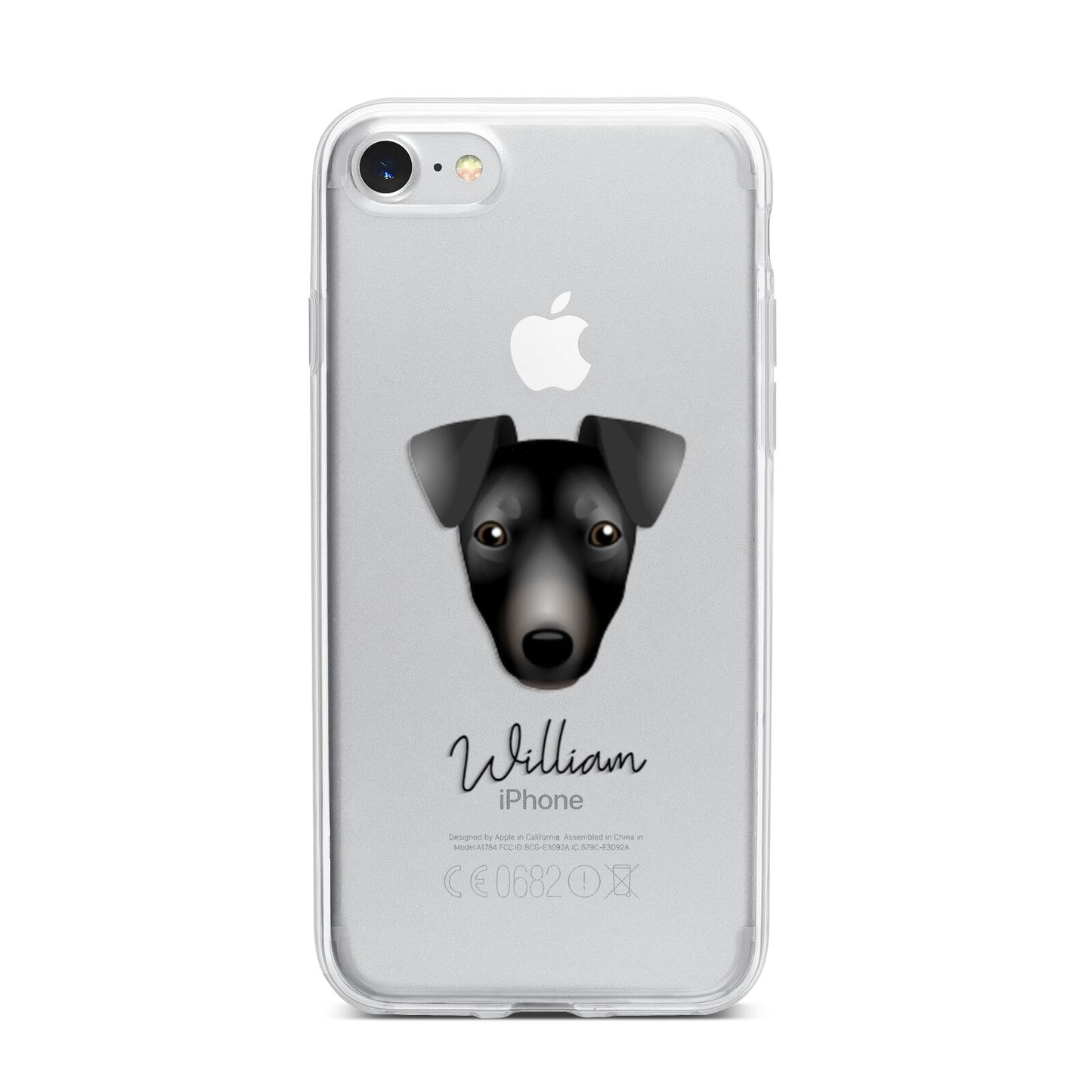 Manchester Terrier Personalised iPhone 7 Bumper Case on Silver iPhone