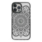 Mandala iPhone 13 Pro Max Black Impact Case on Silver phone