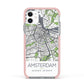 Map of Amsterdam Apple iPhone 11 in White with Pink Impact Case