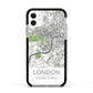 Map of London Apple iPhone 11 in White with Black Impact Case