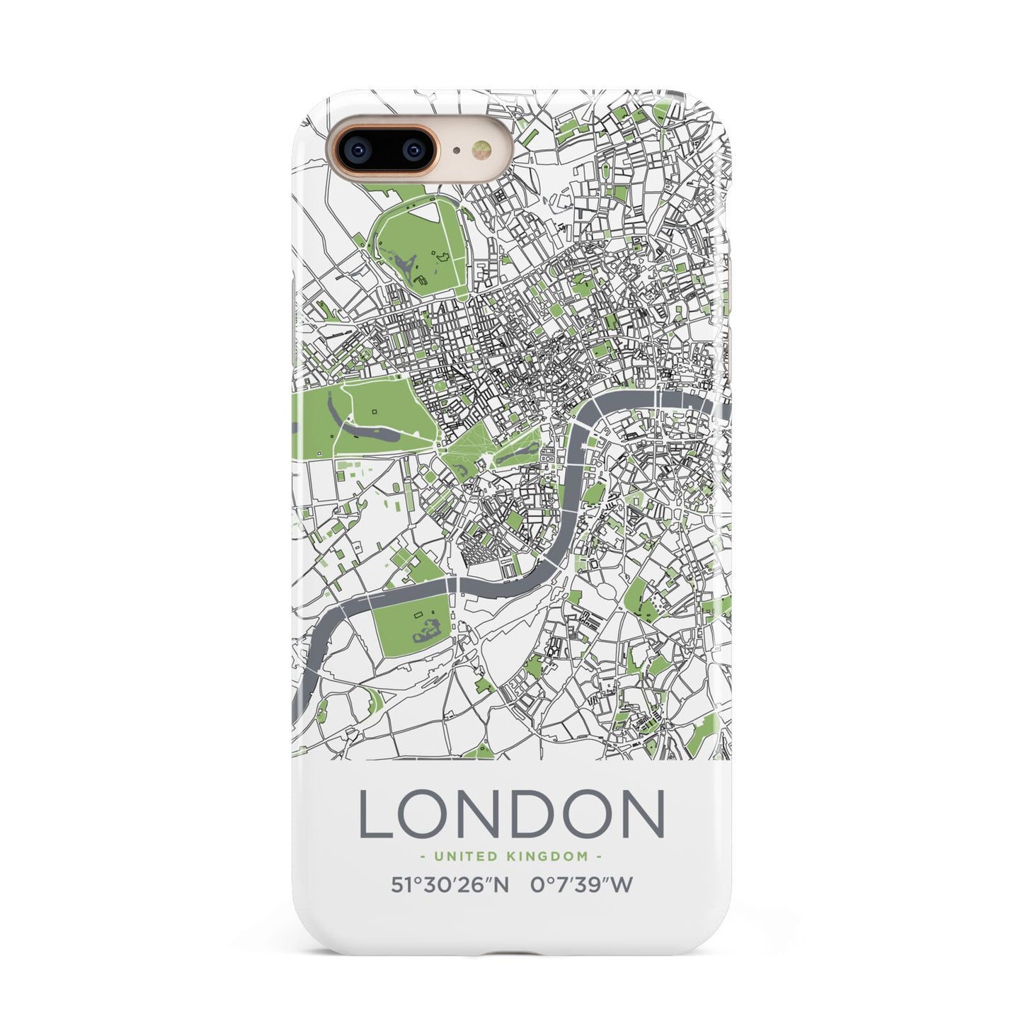 Map of London Apple iPhone 7 8 Plus 3D Tough Case