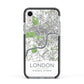 Map of London Apple iPhone XR Impact Case Black Edge on Silver Phone