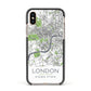 Map of London Apple iPhone Xs Impact Case Black Edge on Gold Phone