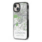 Map of London iPhone 13 Black Impact Case Side Angle on Silver phone